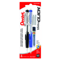 Pentel – Portemines Twist-Erase Click HB - 0,5 mm - couleurs assorties - paquet de 2-La mine s'avance en cliquant rapidement sur le côté