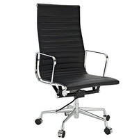 Nicer Furniture - fauteuil de direction à dossier haut - noir-Cuir pleine fleur sur la surface du siège et du dossier. Siège et dossier moulés en mousse