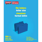 Staples - Chemises de classement colorées, onglet mi-largeur, format lettre, bleu marine, paquet de 100-Onglets mi-largeur préimprimés avec espace ligné pour écrire le numéro et le nom du dossier