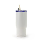 Gry Mattr - Tasse de voyage avec paille - 700 ml - Blanc-Couvercle transparant