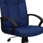 Flash Furniture - Chaise d’ordinateur à dossier mi-dos en tissu, accoudoirs fixes, bleu marine-Mousse ignifuge CA117