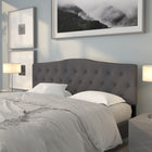 Flash Furniture - Tête de lit Cambridge très grand touffetée et rembourrée en tissu gris foncé-Touffetée à boutons avec piquage à motif diamants