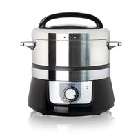 Euro Cuisine – Cuiseur à vapeur électrique FS3200 avec minuterie mécanique, acier inoxydable-Minuterie mécanique de 90 minutes avec voyant lumineux d'alimentation. Fonction d'arrêt automatique