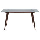 Flash Furniture - Table rectangulaire Meriden en bois massif noyer de 31,5 po x 55 po avec plateau en verre transparent-Style contemporain