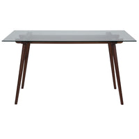 Flash Furniture - Table rectangulaire Meriden en bois massif noyer de 31,5 po x 55 po avec plateau en verre transparent-Style contemporain