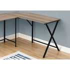 Monarch Specialties - 7197 Bureau - 55 po L/Dessus Taupe Fonce De Coin/Metal Noir-Cadre en métal noir solide avec pied au style croisés à chaque extrémité