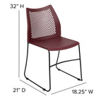 Flash Furniture - Chaise empilable bourgogne de la série HERCULES à dossier ventilé et à base traîneau enduite de poudre noire-Conception pour un usage commercial
