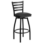 Flash Furniture – Tabouret de bar pivotant HERCULES en métal noir, dossier à traverses horizontales, assise en vinyle noir-Capacité de poids de 500 lb