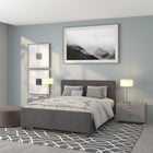 Flash Furniture - Grand lit plateforme tapissier capitonné Tribeca - tissu gris foncé-Tissu gris foncé