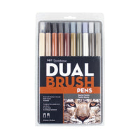 Tombow - Stylos à double pointe, neutres, paq./20-20 pièces aux couleurs « neutres » variées, dans un étui en plastique.