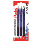 Pentel - Feel-It! Stylo à Bille Rétractable - 0.7mm - Encre Bleu - Paquete de 3-Stylo à Bille