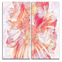 Designart – Art imprimé sur toile, fleur couleur pamplemousse, 40 larg. x 40 haut. (po), 2 panneaux (PT3420-3-40-40)-Impression