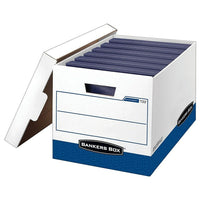 Boîte de rangement format lettre/légal Bankers Box Binderbox, paquet de 12-Peut contenir huit classeurs de 1 1/2 po ou une variété de classeurs jusqu’à 3 po, avec suffisamment d’espace pour sortir rapidement les classeurs.