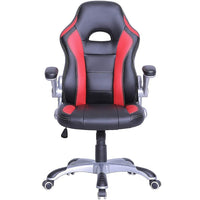 TygerClaw - Fauteuil de luxe à dossier élevé de style jeu, accoudoirs ajustables, noir/rouge (TYFC21029)-Revêtu en cuir PolyVinyl Chloride(PVC) et polyuréthane souple et résistant (PU) lisse noir