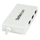 StarTech® Concentrateur USB-C à 4 ports, blanc (HB30C3A1CFBW)-Le câble intégré est doté d’un connecteur USB-C petit et réversible et il est compatible avec le port de données Thunderbolt 3