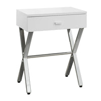 Monarch Specialties - 3262 Table D'Appoint - 24 po H/Blanc Lustre/Metal Chrome-Surface en panneau de particules blanc lustré avec pattes en métal chromé