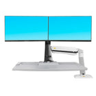 Poste de travail assise debout support à double bras pour écran pc de 22-27 po avec port USB de North Bayou FC40-2AB, Blanc-75x75, 100x100 mm