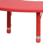 Flash Furniture – Table d’activités demi-lune en plastique à hauteur ajustable 35 x 65 (po), rouge-Capacité de charge statique de 220 lb