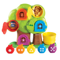 Learning Resources - Hide &Seek Learning TreeHouse-Construisez l'appariement, le tri et la motricité fine à l'aide de 5 pommes multicolores avec des formes imprimées