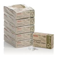 ACCO - Trombones recyclés lisses, #1, 1 1/4 po - argent - paquet de 1 000-Trombones argent #1