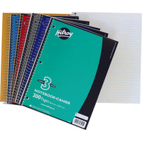 Hilroy - Cahiers de notes 3 sujets, 10 1/2 po x 8 po, variés, perforé à 3 trous-Perforé à 3 trous; feuilles réglées de 7 mm avec marge