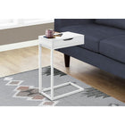 Monarch Specialties - 3601 Table D'Appoint - Blanc/Metal Blanc Et Tiroir-Dimensions du produit: 25 po (H) x 16 (L) x 10,25 (P)