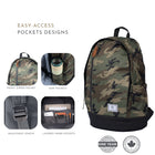 Habitu Sac à dos pour ordinateur portable de voyage zip - Camouflage Vert-Dimensions: 16,9 H x 11,8 L x 4,7 P po