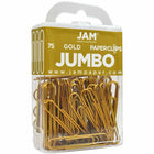 JAM PAPER - Trombone Geant Colore 2", Dore, 2 Paquets de 75-Taille : 2 pouces (grand/jumbo)