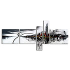 Designart – Tableau imprimé sur toile, Paysage urbain, noir et blanc, 5 panneaux, (PT1012-414)-Imprimé