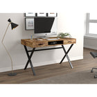 Safdie & Co. Bureau d'ordinateur avec 2 tiroirs et 1 étagère, 47 poL, Bois récupéré brun et métal noir-Le design multifonctionnel et la finition aspect bois neutre ajoutent de la polyvalence au style - placez ce bureau n'importe où, du bureau, à la chambre à coucher, au salon
