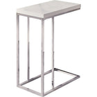 Monarch Specialties - 3008 Table D'Appoint - Blanc Lustre/Metal Chrome-Manger ou boire assis sur votre canapé n'a jamais été si confortable ! Cette belle table d'appoint à âme creuse au fini blanc offre assez d'espace pour y mettre vos goûters, boissons et repas. Sa base en métal chromé permet un support solide tout en ayant une allure qui conviendra à tout décor.