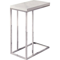 Monarch Specialties - 3008 Table D'Appoint - Blanc Lustre/Metal Chrome-Manger ou boire assis sur votre canapé n'a jamais été si confortable ! Cette belle table d'appoint à âme creuse au fini blanc offre assez d'espace pour y mettre vos goûters, boissons et repas. Sa base en métal chromé permet un support solide tout en ayant une allure qui conviendra à tout décor.