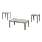 Monarch Specialties - 7860P Ens De Tables - 3Pcs/Gris Industriel-Ensemble de trois table avec deux tables d'appoint et une table a cafe