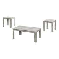 Monarch Specialties - 7860P Ens De Tables - 3Pcs/Gris Industriel-Ensemble de trois table avec deux tables d'appoint et une table a cafe