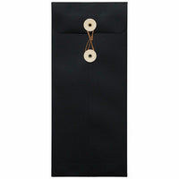 JAM Paper #10 Enveloppes commerciales avec bouton et fermeture à cordon - 4,125" x 9,5" - Lin noir - Paquet de 500-Couleur : Enveloppes en lin noir