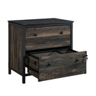 Sauder - La Collection Foundry Road Classeur lateral - Finition Carbon Oak-Le meuble est livre entierement assemble.