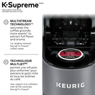 Keurig K-Supreme - Cafetière une tasse à la fois pour capsule K-Cup  avec technologie MultiJet - Gris-Personnalisez votre tasse : Infusez un café plus corsé, ou effectuez une infusion sur glaçons pour préparer un café glacé rafraîchissant