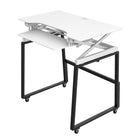 Rocelco - Ensemble rehausseur de bureau de luxe à hauteur ajustable de 40" et support au sol - Blanc / Noir-SURFACE DE TRAVAIL EXTRA LARGE: Le bureau de 40 "de large sur 23.5" de profondeur peut contenir jusqu'à deux moniteurs de 32 "et le plateau de clavier rétractable de 25.5" de large sur 11.25 "de profondeur peut contenir un ordinateur portable si nécessaire