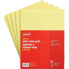 StaplesMD – Blocs de papier jaune de format lettre à réglage large, 80 feuilles, paq./5-Bloc-notes format lettre papier jaune avec large réglure