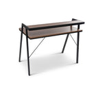 Can-Bramar Encora Writing Desk - Matte Black and Walnut-Elle est composée de surfaces stratifiées en placage de mélamine faciles d’entretien et d’un châssis en métal thermolaqué durable
