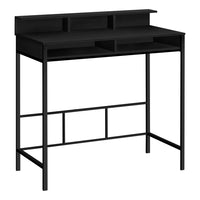 Monarch Specialties - 7700 Bureau 48 po L - Noir/Metal Noir Hauteur Debout-Bureau d'ordinateur pour travailler debout, fini noire avec huche et 2 étagères ouvertes de rangement