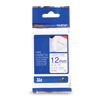 Brother TZeFA3 Ruban thermocollant blanc avec texte bleu marine pour étiqueteuse P-touch 12 mm-Ruban thermocollant blanc avec texte bleu marine de 12 mm pour étiqueteuses P-touch de Brother