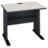 BushMD – Bureau 36 po de la collection Cubix, fini gris ardoise/spectre blanc-Surfaces de travail en mélamine robuste de 1 po d'épaisseur