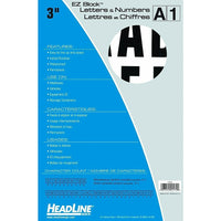 HeadLine - Chiffres et lettres EZ Block, 3 po, noir/blanc (2572)-Chiffres et lettres en vinyle à retirer et coller