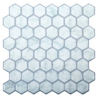 CTG Brands Hexagon Wall Tile, 10" x 10", White Marble, 6 Pack-Ensemble : livré dans une boîte de 6 feuillets de carreaux muraux de qualité supérieure, adaptés aux surfaces lisses et propres