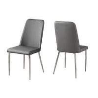 Monarch Specialties - 1035 Chaise - Simili-Cuir Gris/Chrome - Paquet de 2-Parson