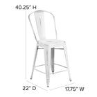 Flash Furniture – Tabouret de comptoir de 24 po avec dossier, pour l’intérieur, métal vieilli, blanc (ET353424WH)-Appui-pieds