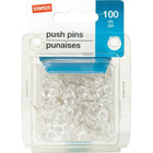 Staples - Punaises, incolores, paq./100-Épingles faciles à utiliser pour cartes, babillards, tableaux muraux, calendriers et autres usages au bureau.