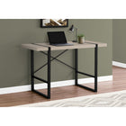Monarch Specialties - 7659 Bureau 48 po L - Taupe Moderne/Metal Noir-Des pieds en métal robustes au fini noir sont intégrés dans le dessus de bureau pour un effet visuel intéressant