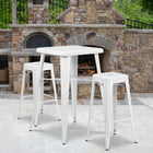 Flash Furniture – Ensemble avec table bistro et 2 tabourets sans dossier, int/ext, métal, blanc (CH31330B230SQWH)-27,75 larg. x 27,75 prof. x 40 haut. (po)/carré